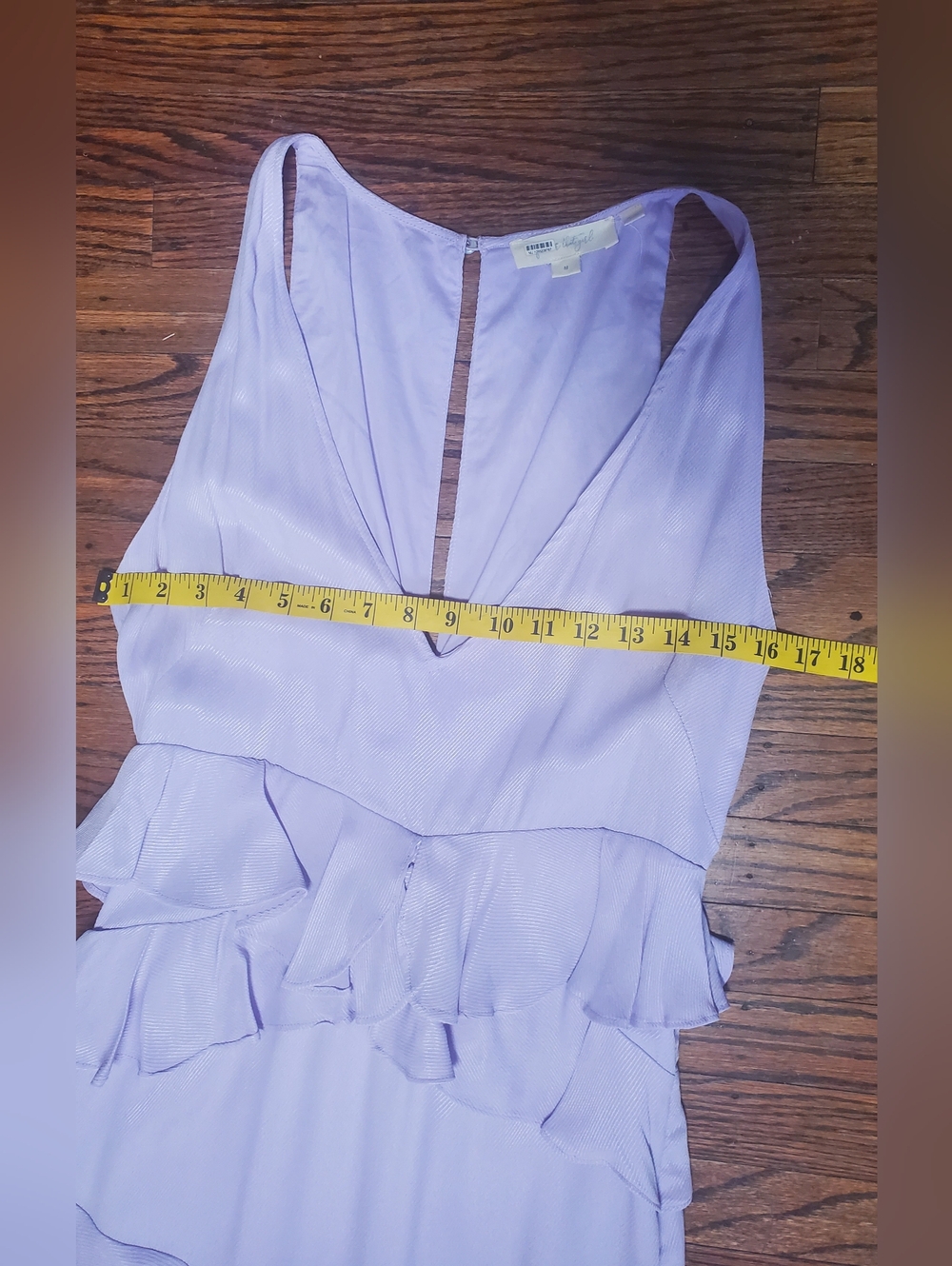 Anthropologie Let Me Be Femme Ruffled Lavender V-Neck Maxi Dress Size M - Picture 12 of 15